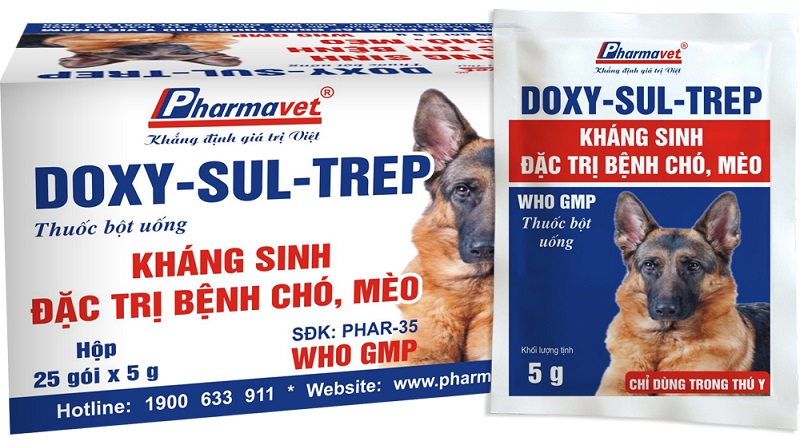 Kháng sinh Doxy-Sul-Trep đặc trị bệnh chó mèo nôn